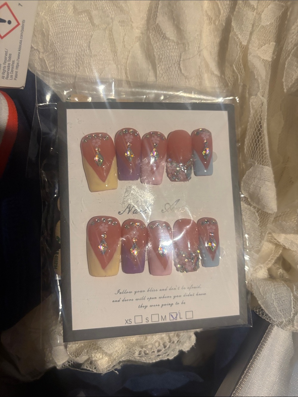 Multicolor Press-On Nail Set 2.5 length
